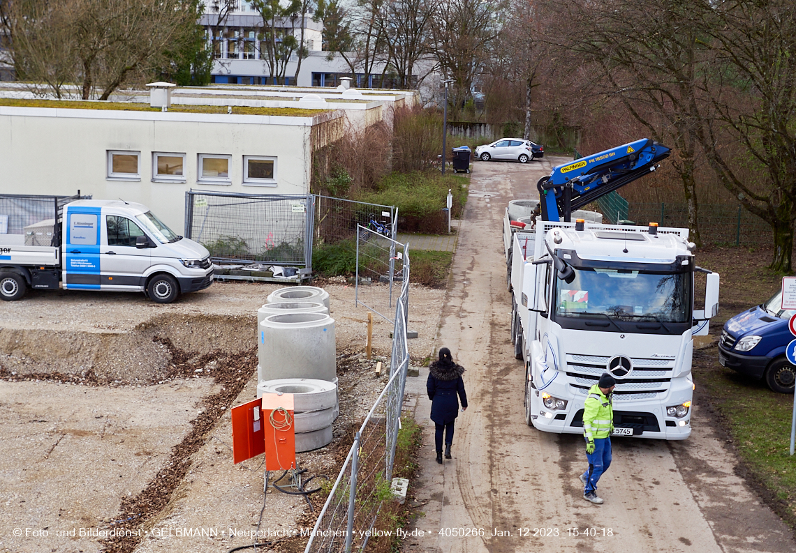 12.01.2023 - Baustelle an der Quiddestraße Haus für Kinder in Neuperlach